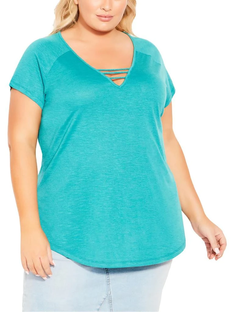 City Chic Plus Womens Slub Casual Blouse 4