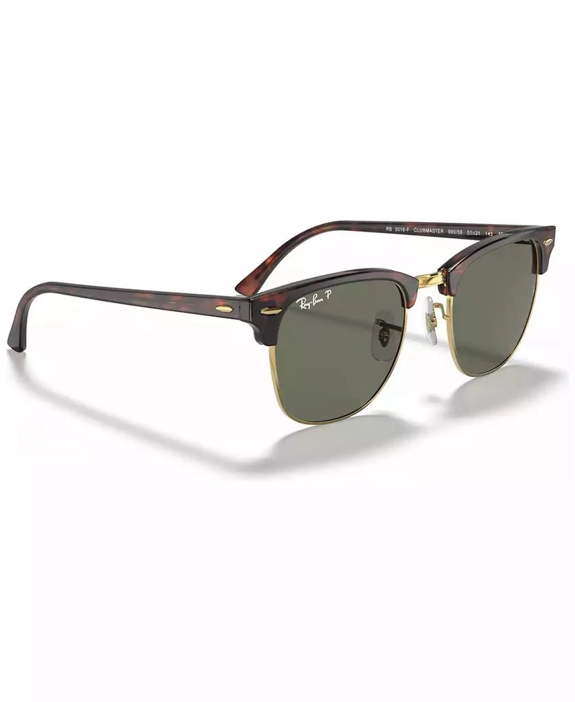 Ray-Ban Unisex Polarized Low Bridge Fit Sunglasses, RB3016F CLUBMASTER CLASSIC 55 6
