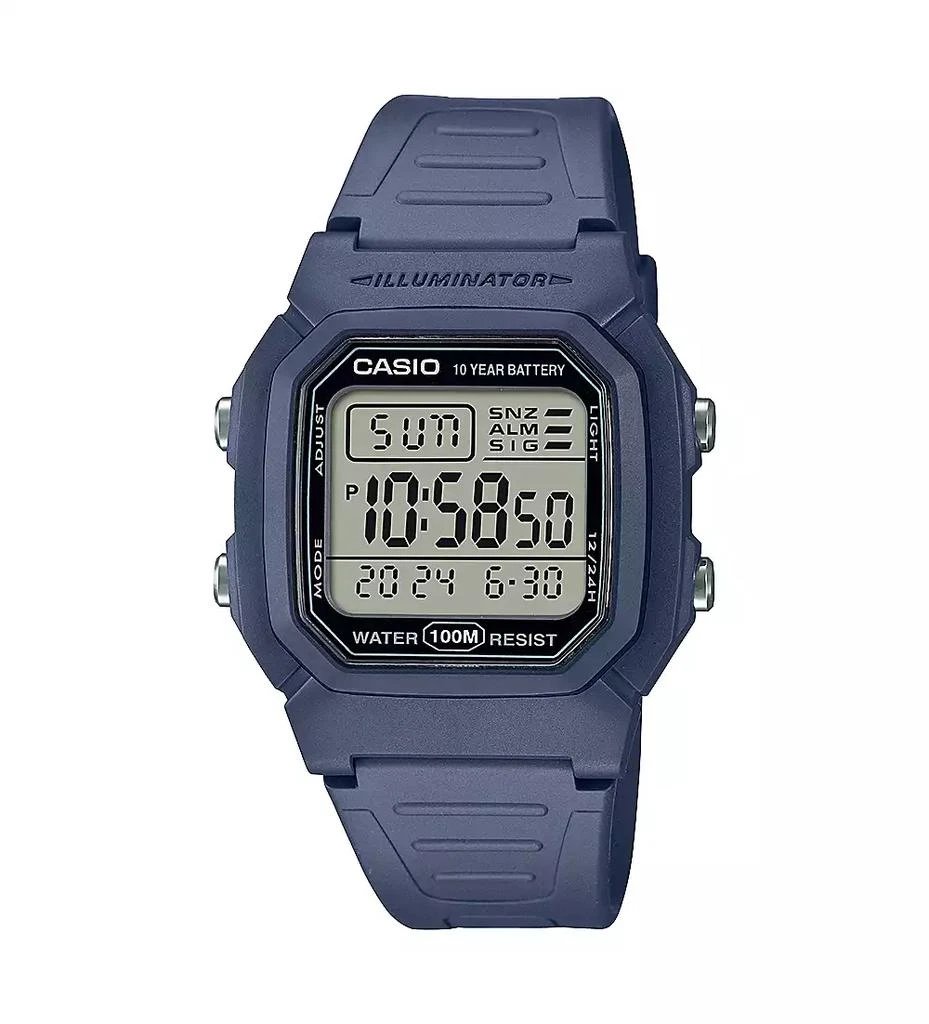 Casio Men's Digital Blue Resin Watch, 36.8mm, W800H-2AV 1