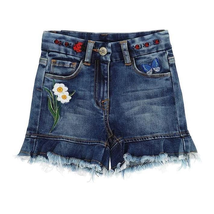 MONNALISA Monnalisa Floral Motif Distressed Shorts