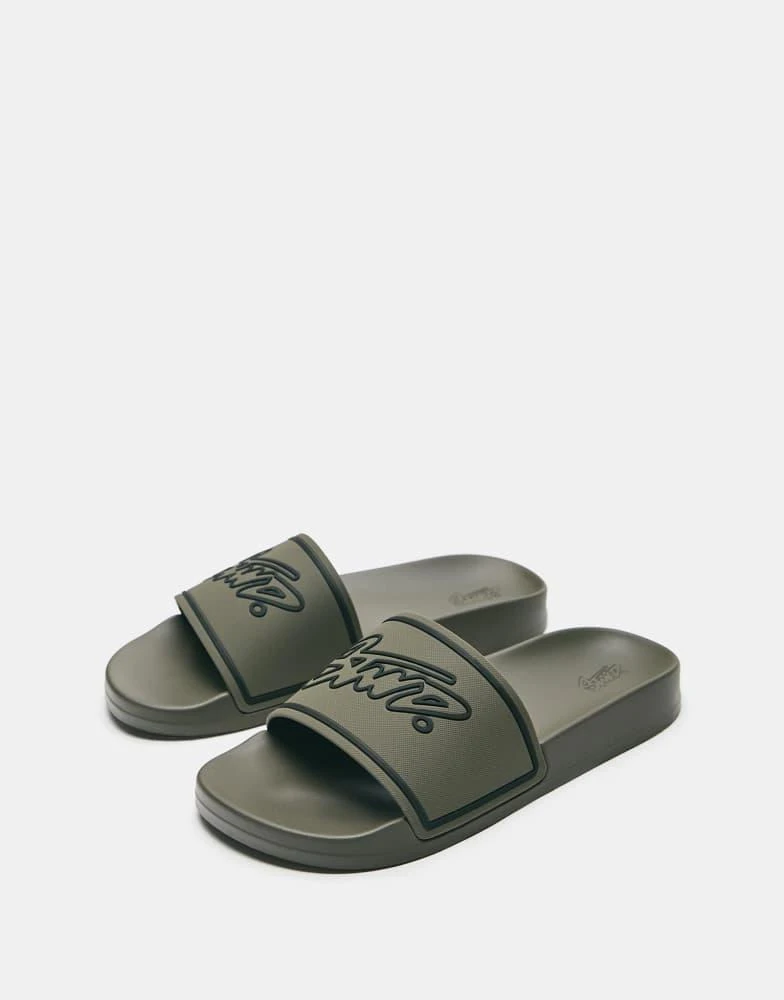 Pull&Bear Pull&Bear Stwd rubberised sandals in khaki