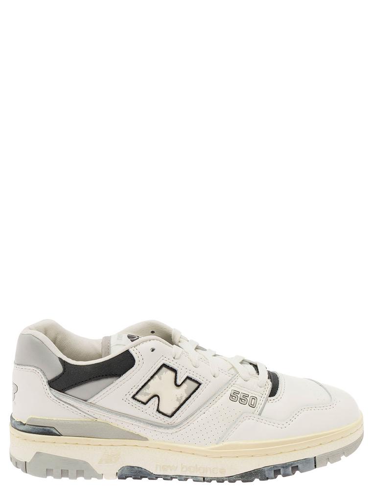 New Balance 550 White And Grey Low Top Sneakers With Logo And Contrasting Details In Leather Man