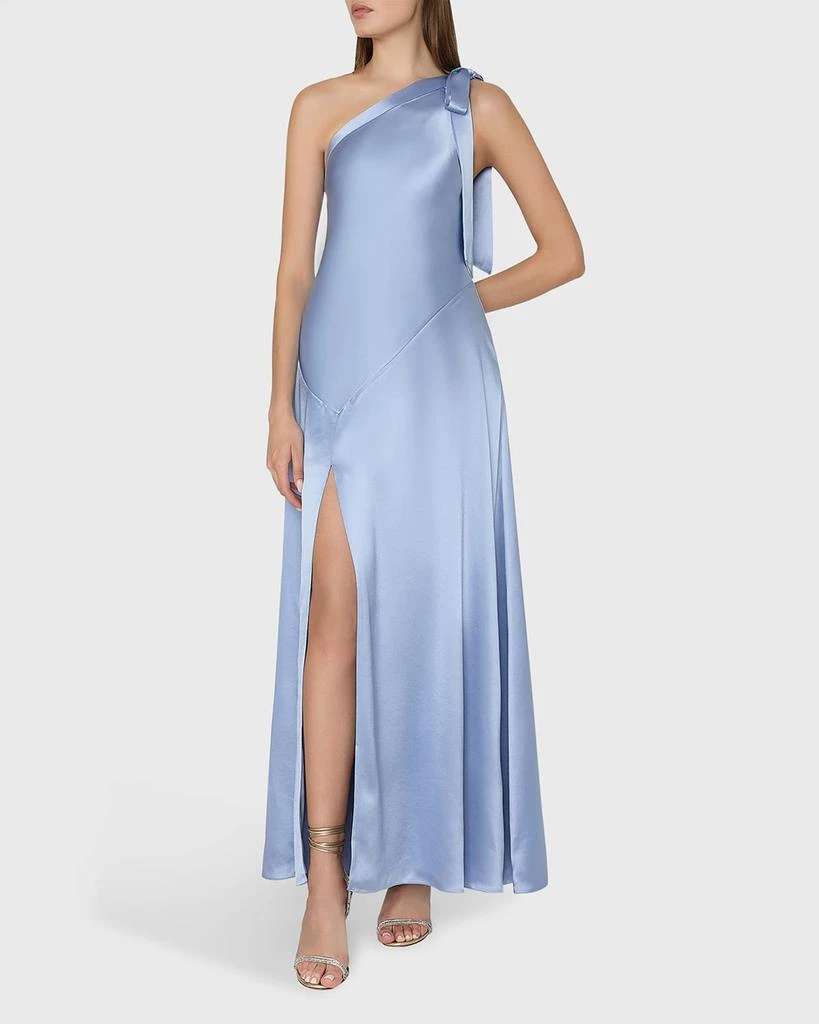 Milly Eleni One-Shoulder Open Back Satin Maxi Dress 2