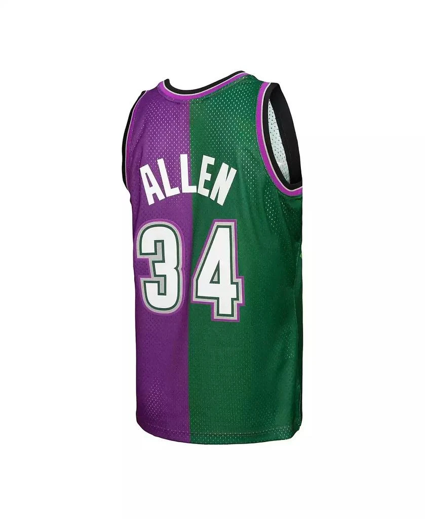 Mitchell & Ness Men's Ray Allen Green, Purple Milwaukee Bucks Hardwood Classics 1996-97 Split Swingman Jersey 3