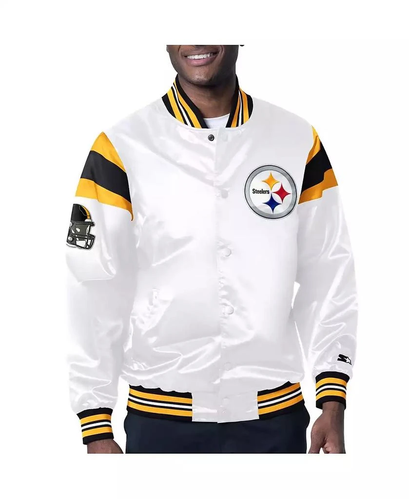 Starter Men's White Pittsburgh Steelers Satin Full-Snap Varsity Jacket 1