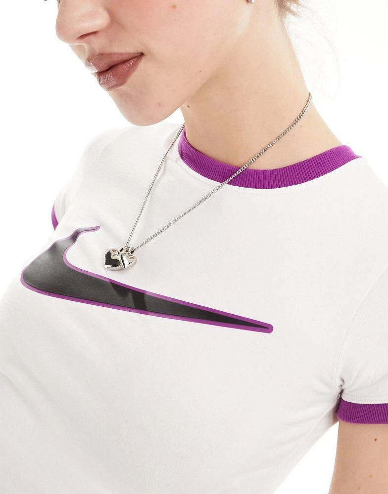 NIKE Nike Streetwear baby tee in white and purple 2