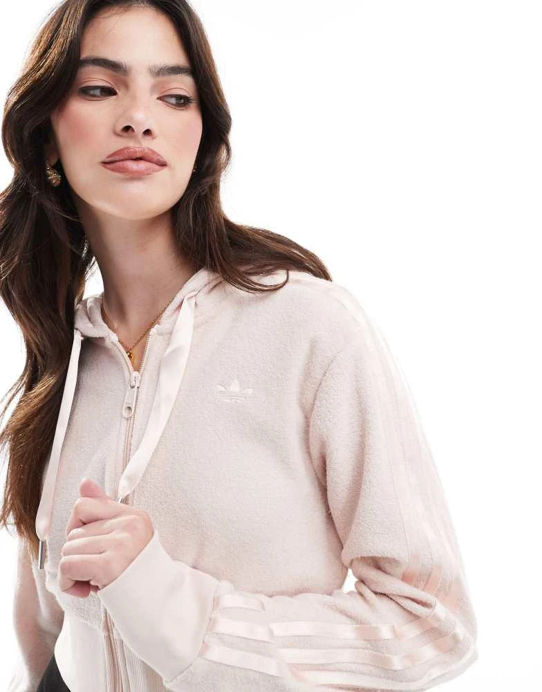 Adidas adidas Originals fleece zip through hoodie co-ord in soft pink 1