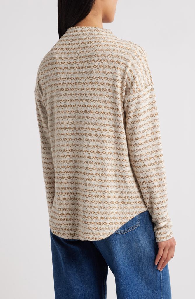 Bobeau Jacquard Mock Neck Knit Top