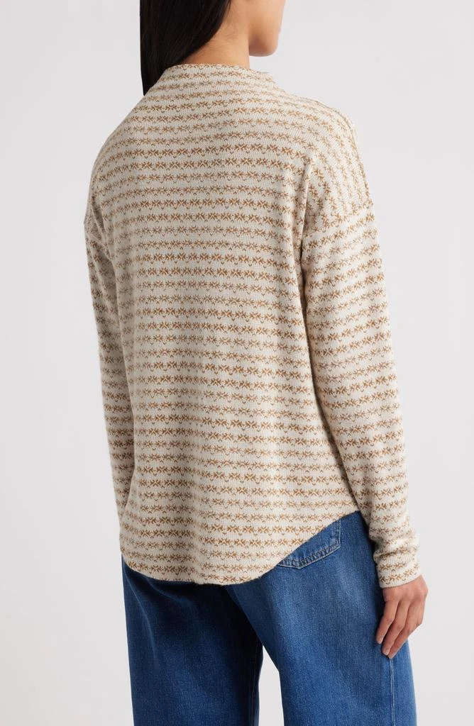 Bobeau Jacquard Mock Neck Knit Top 2