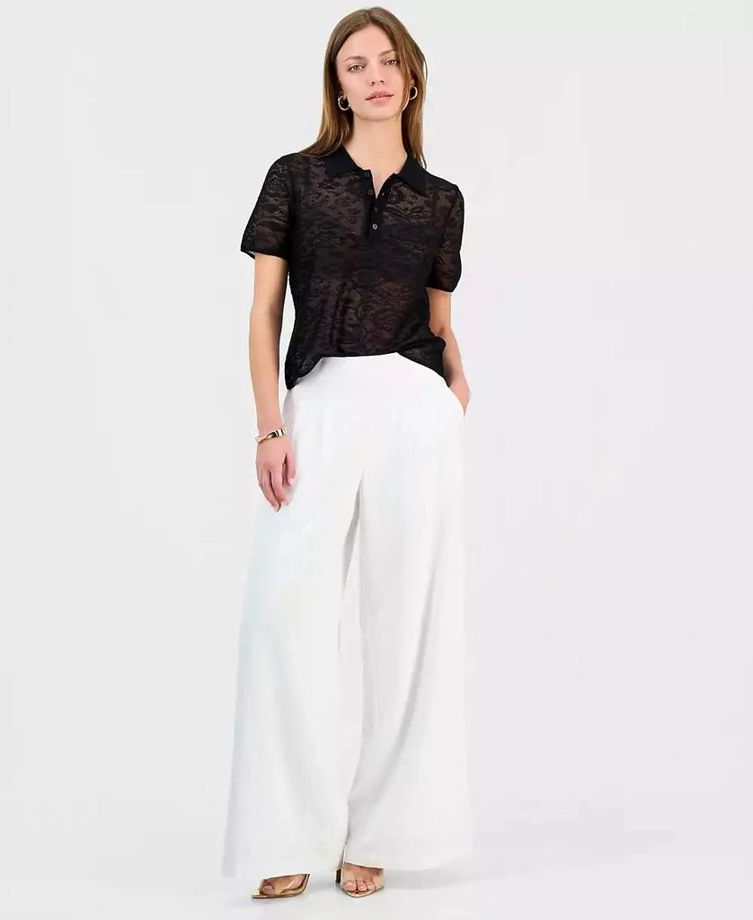 INC International Petite Pleated Pull-On Wide-Leg Pants, Macy's Exclusive