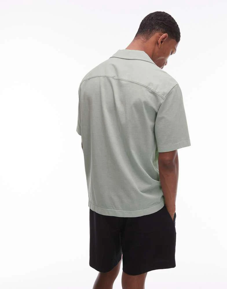 ARKET ARKET heavyweight jersey short sleeve shirt in light turquoise blue 3