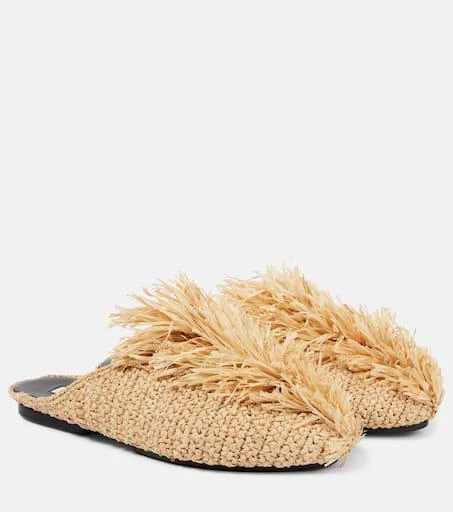 Jil Sander Fringed raffia mules 1