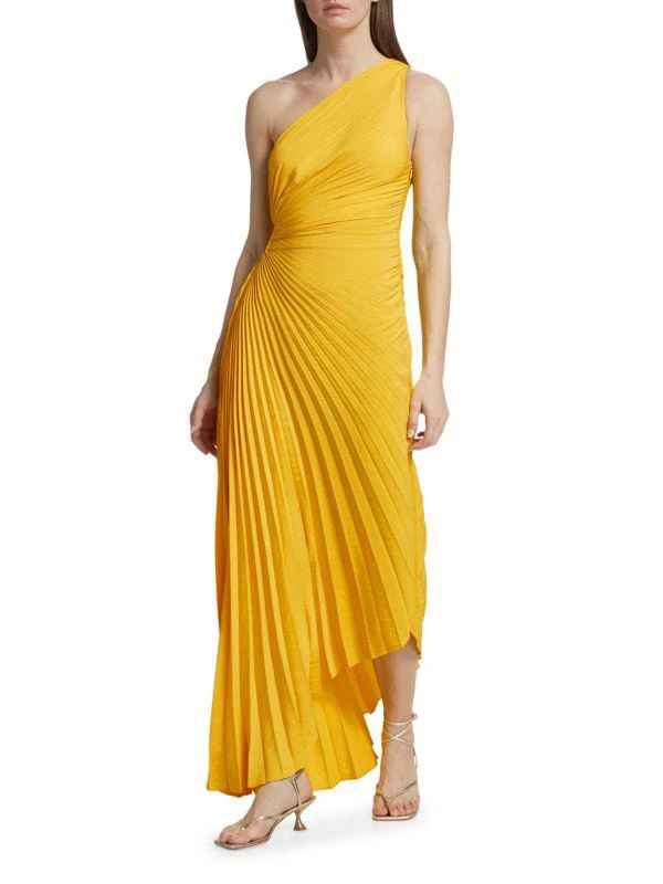A.L.C. Delfina Pleated One Shoulder Asymmetric Gown 1