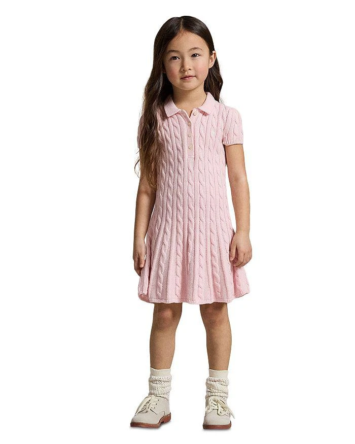 Ralph Lauren Girls' Cable Knit Cotton Polo Sweater Dress - Little Kid, Big Kid