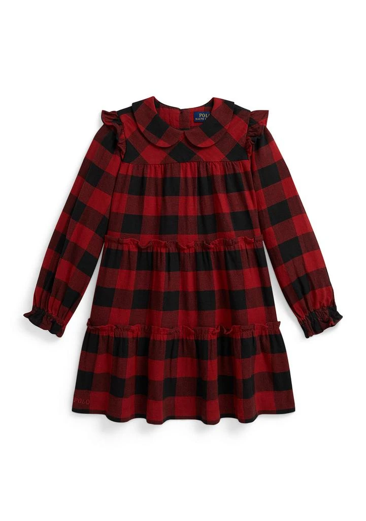 Ralph Lauren Girls 2-6x Buffalo Check Ruffled Cotton Twill Dress