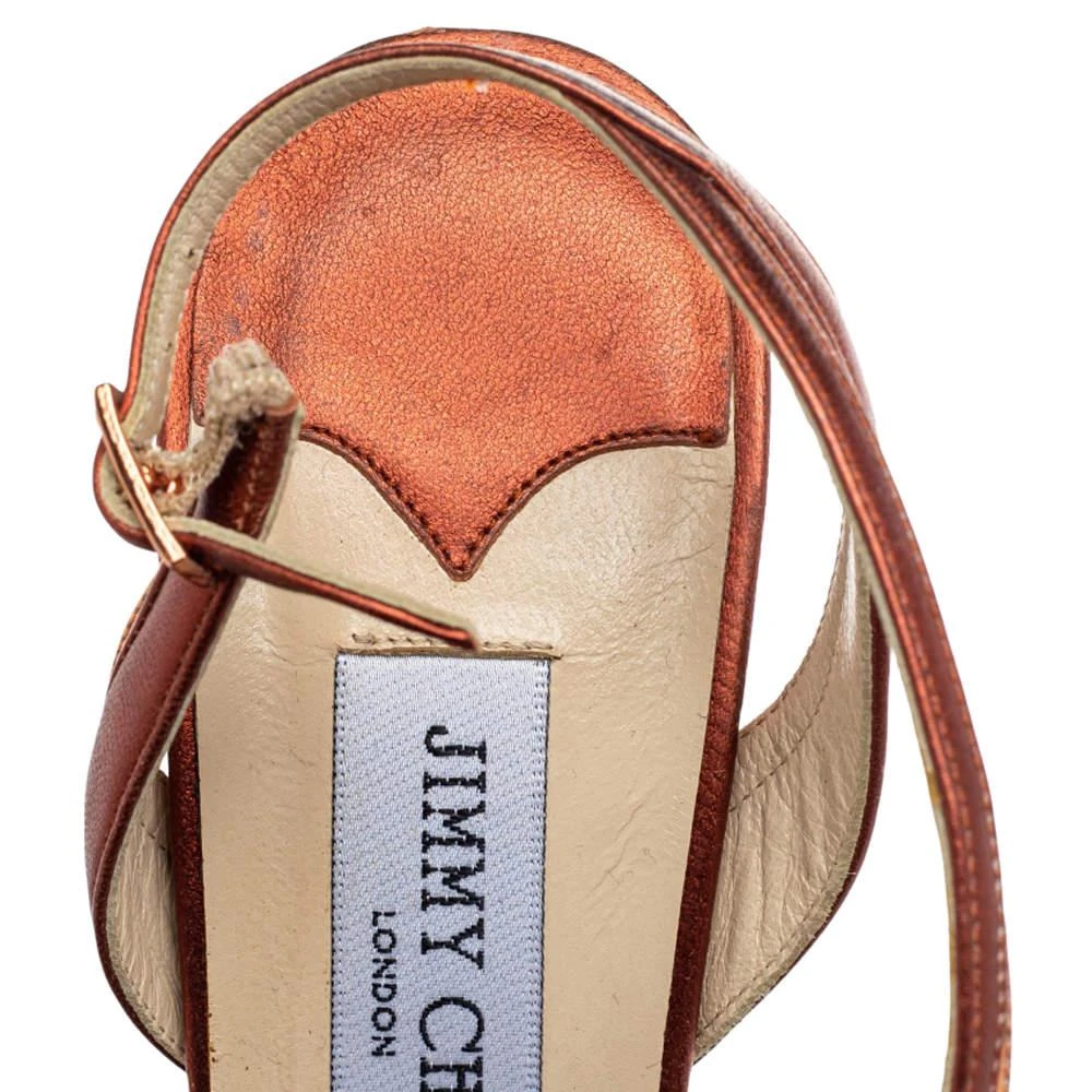 Jimmy Choo Jimmy Choo Metallic Bronze Leather Strappy Slingback Sandals Size 37.5 7