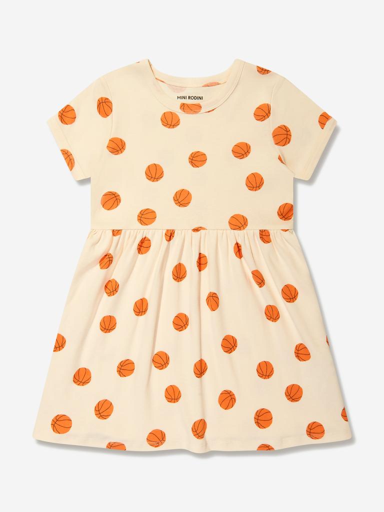 Mini Rodini Girls Basketball Print Dress in Ivory