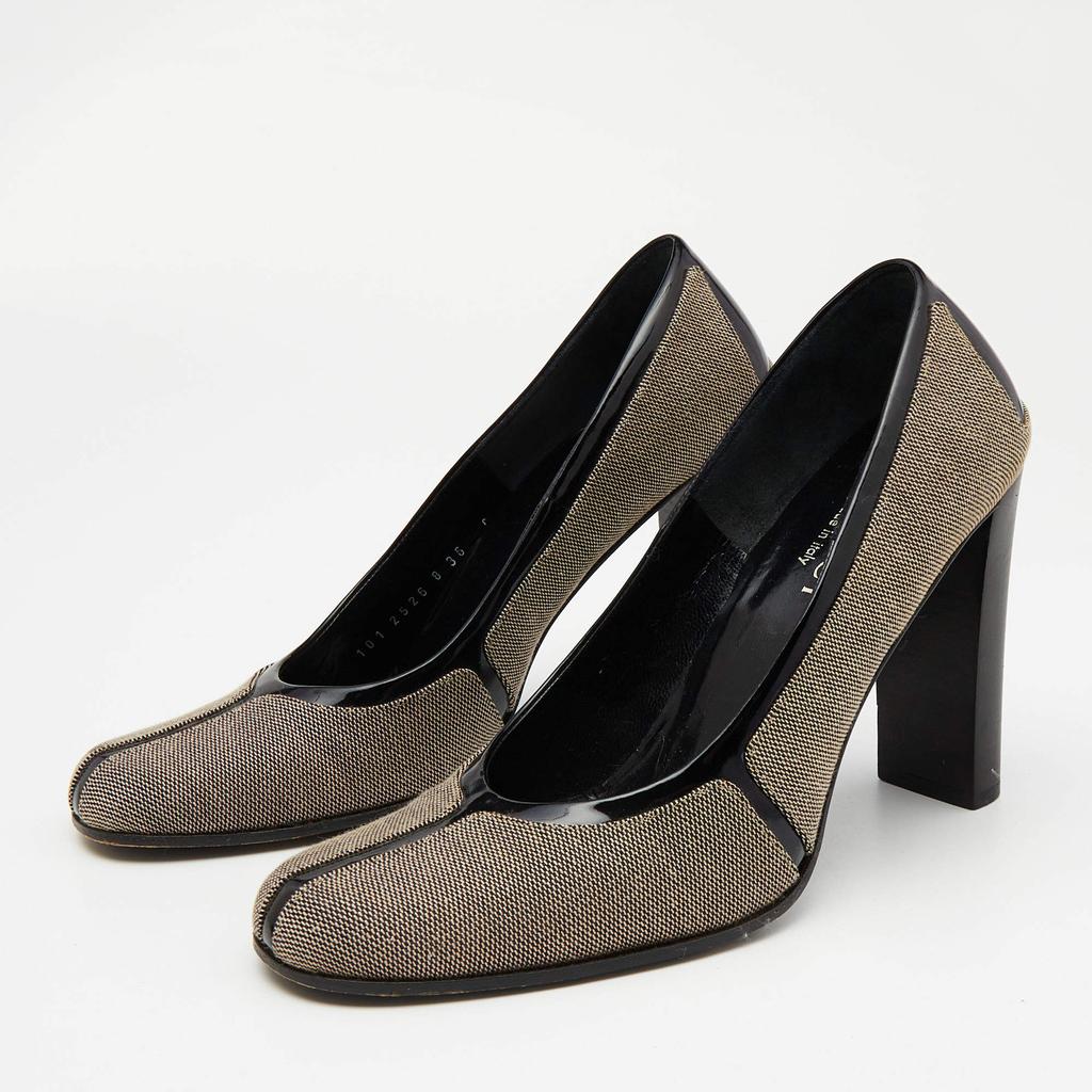 Gucci Brown/Black Canvas and Patent Leather Court Saith