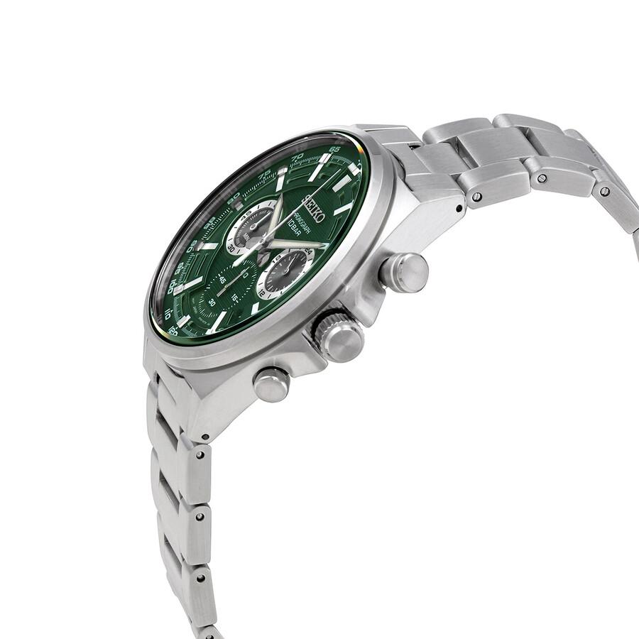 Seiko Chronograph Quartz Green Dial Stainless Steel Men's Watch SSB405P1