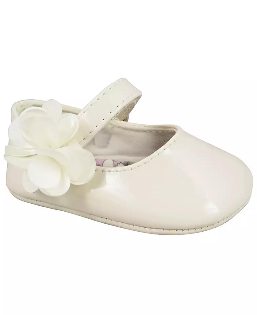 Baby Deer Baby Girl Patent Skimmer with Flower Strap Overlay