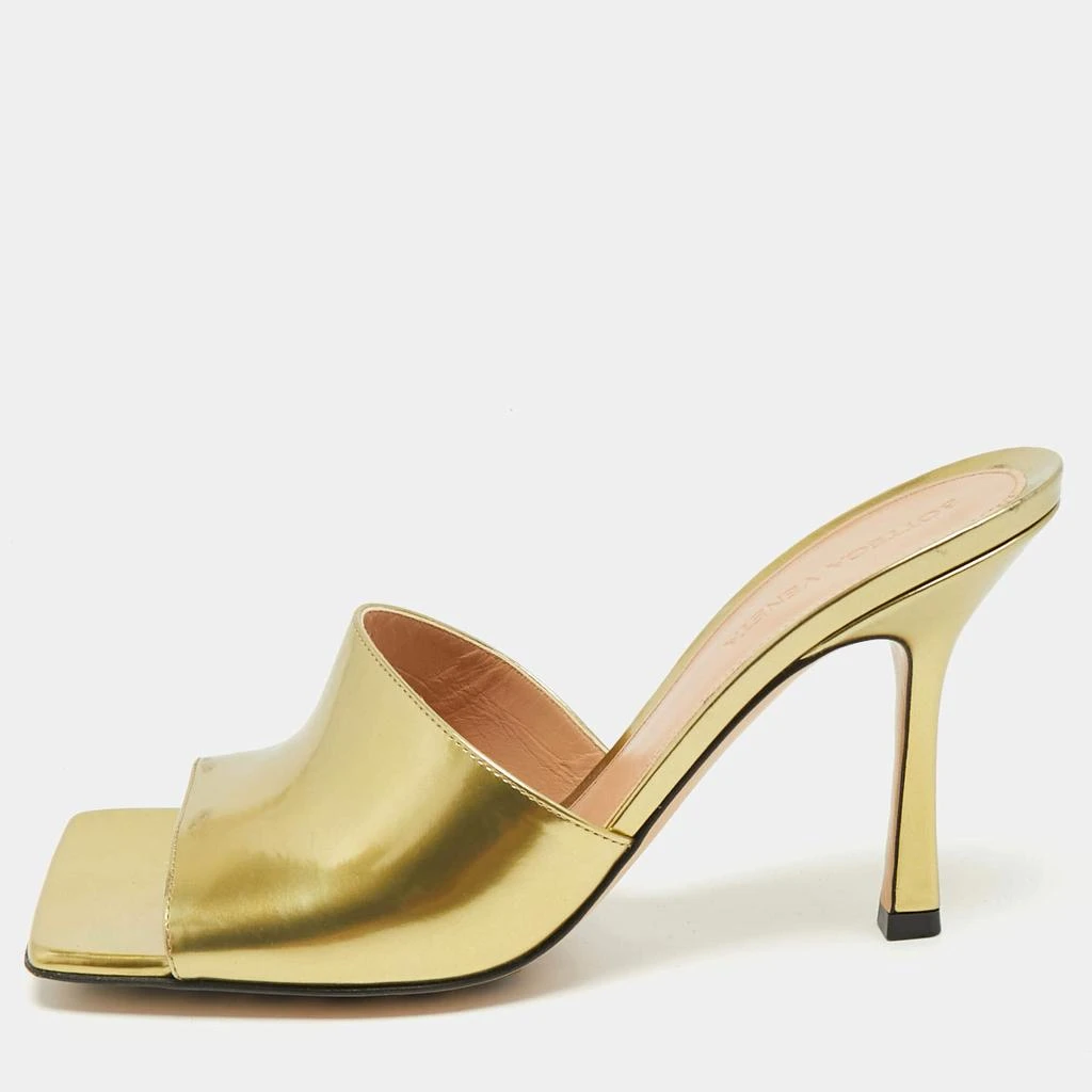Bottega Veneta Gold Quilted Leather Lido Slide Sandals Size  display picture 1
