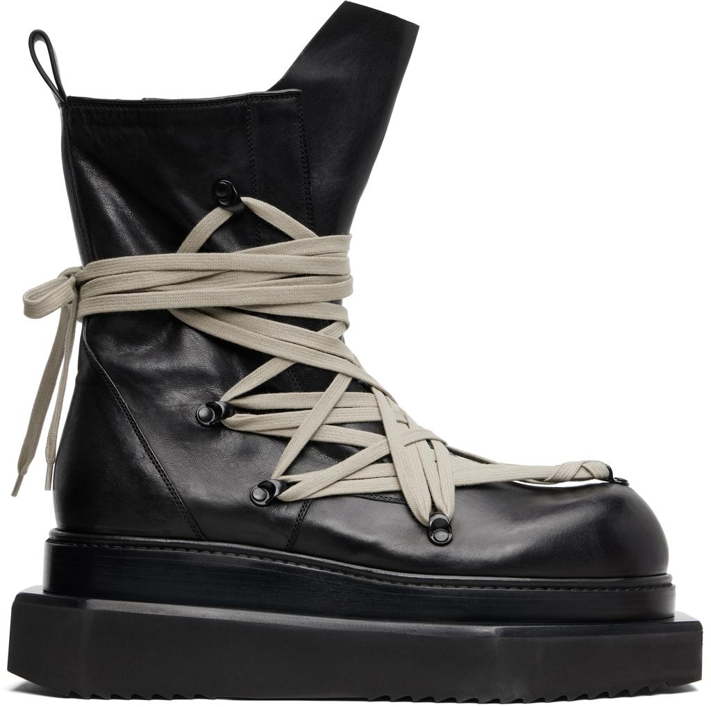靴 Hollywood Flared Mega Tractor Rick Owens Black Hollywood Flared Mega Tractor Boots - Shoes