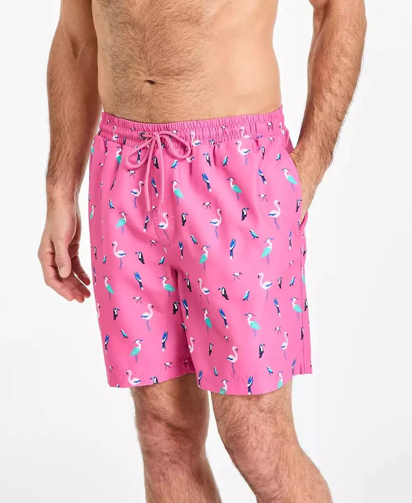 Club Room Men's Bird Party Print Drawstring 7" Swim Trunks, Exclusively at Macy's 1