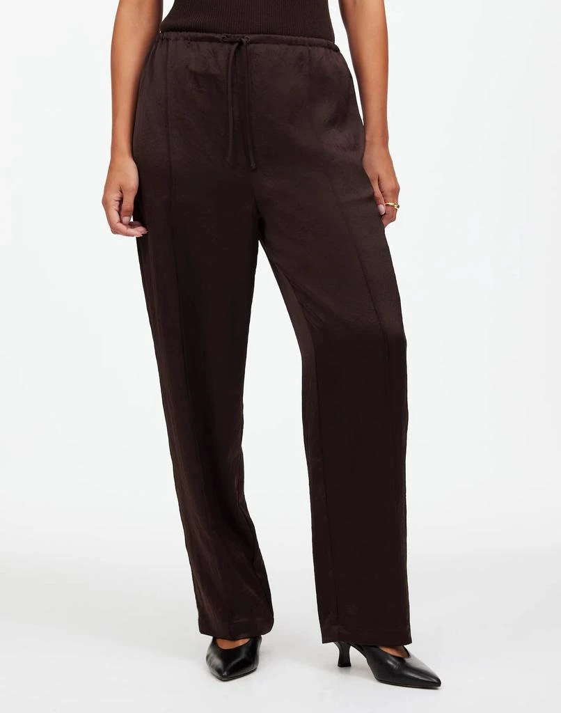 Madewell Petite Pintucked Slim Pull-On Pants in Satin 2