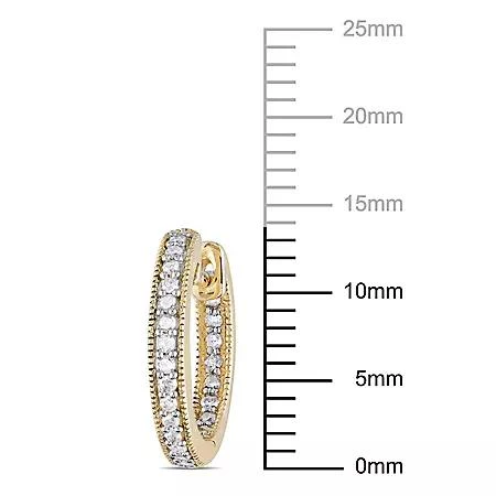 579326 0.22 CT. T.W. Inside Outside Diamond Hoop Earrings in 14K Gold 2
