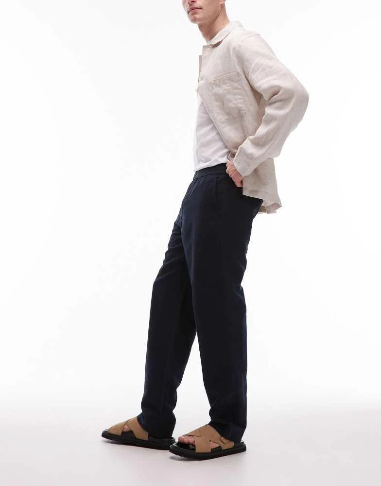 ARKET ARKET linen blend trousers in navy blue 4