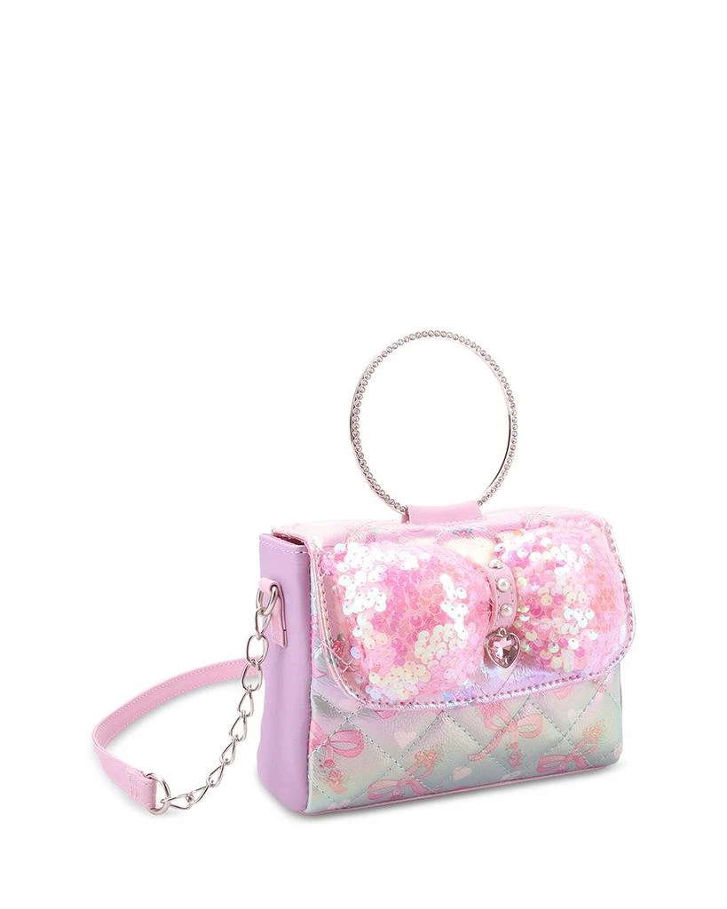 OMG! Accessories Girls
 Sequin Bow Ring Top Handle Crossbody Bag 2