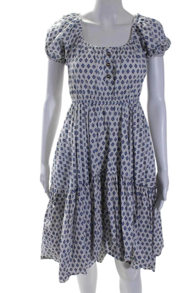 CAROLINE CONSTAS CAROLINE CONSTAS Womens Bardot Flounce Dress Blue 1