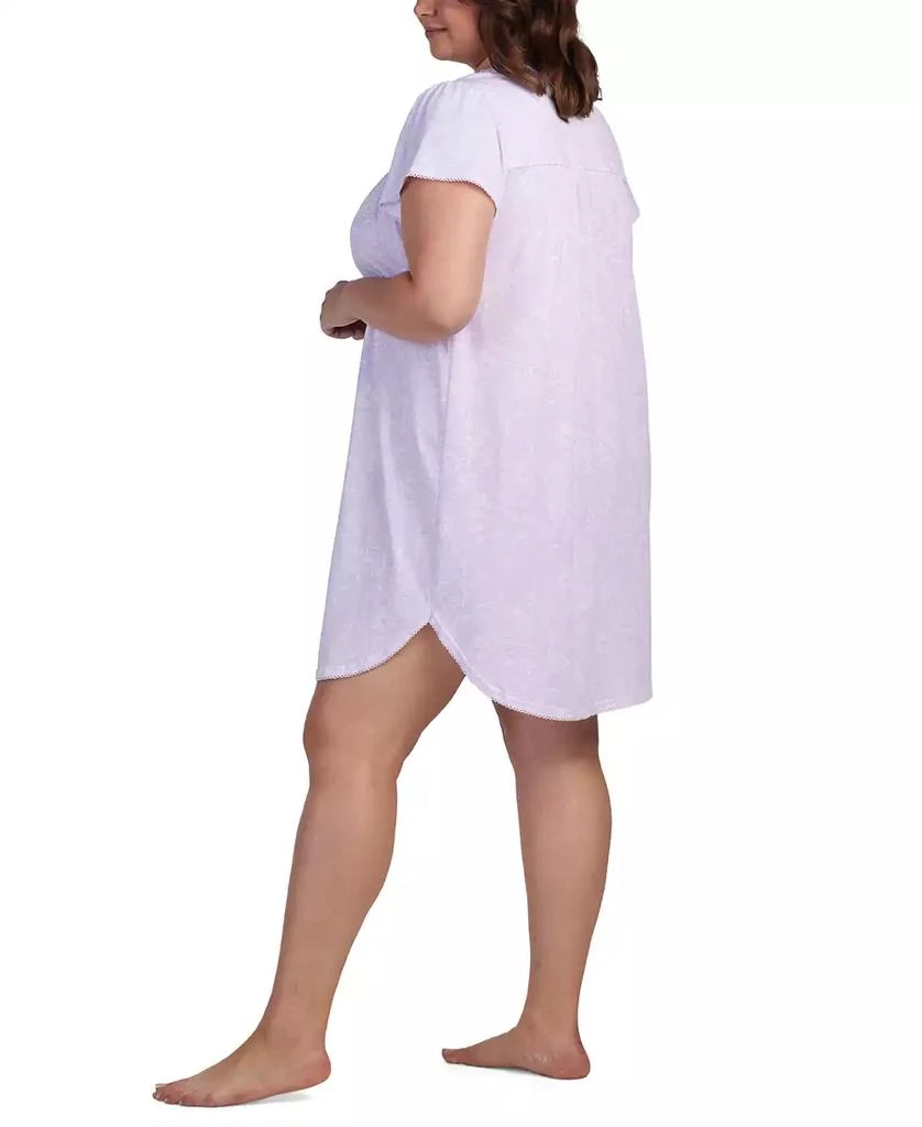 Miss Elaine Plus Size Short-Sleeve Embroidered Paisley Nightgown 2