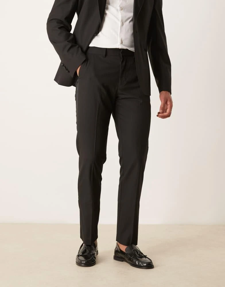 ASOS ASOS DESIGN slim fit tuxedo trousers in black 2