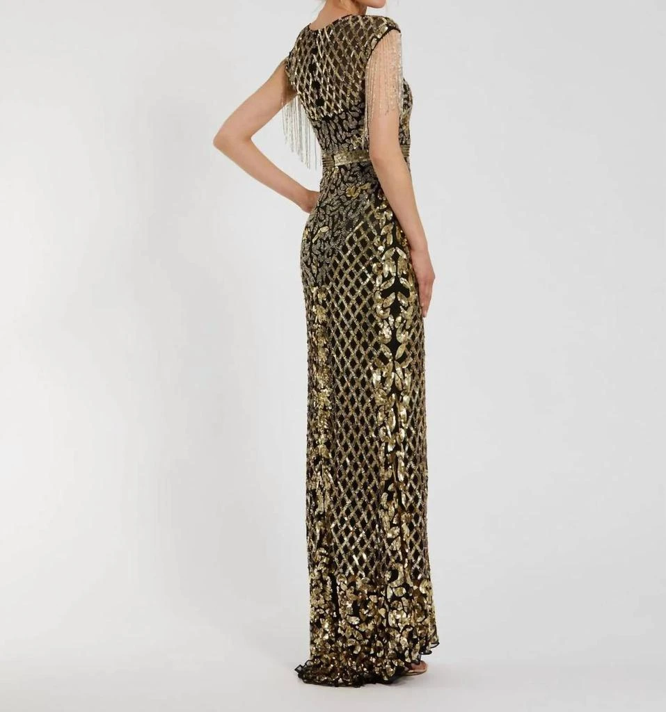 Mac Duggal Mac Duggal - High Neck Beaded Fringe Fitted Gown 2