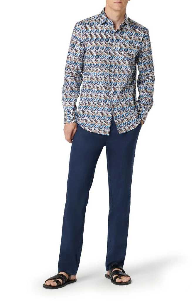 BUGATCHI Julian Chain Link Print Stretch Button-Up Shirt 6