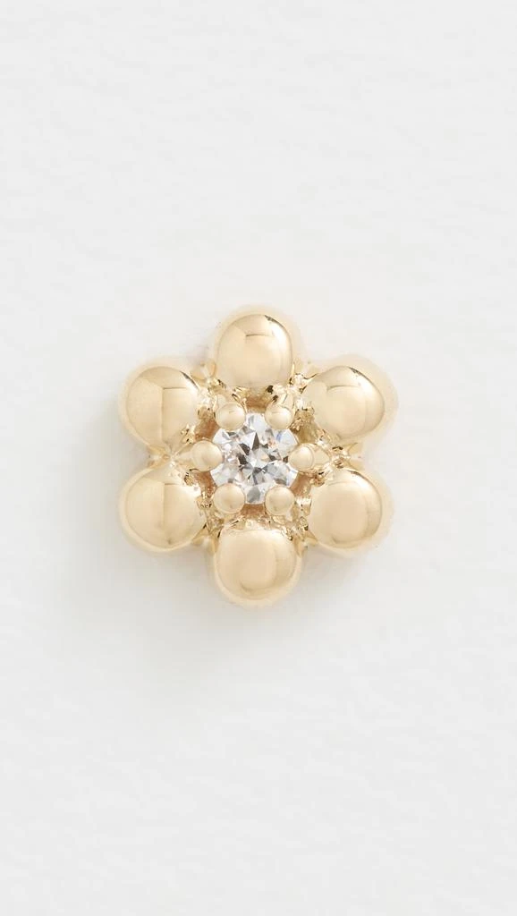 Zoe Chicco 14k Gold Tiny Bead Flower with Diamond Single Stud Earring 3