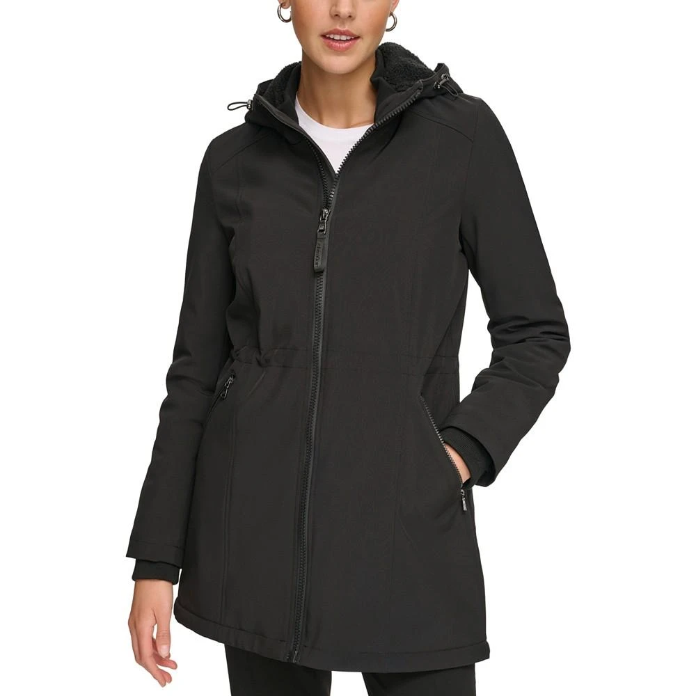 Calvin Klein Womens Hooded Faux-Fur-Lined Anorak Raincoat 1