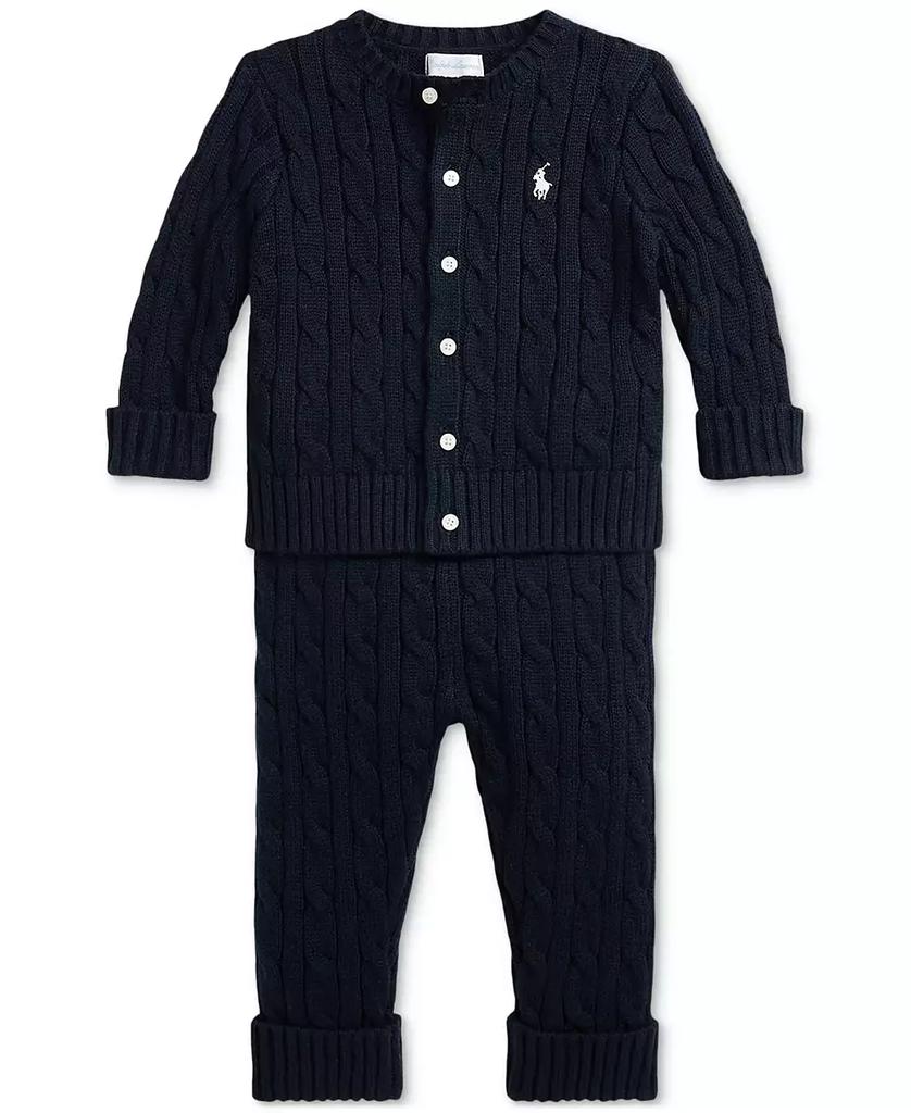 Ralph Lauren Baby Boys Cotton Cable-Knit Cardigan & Pants Set