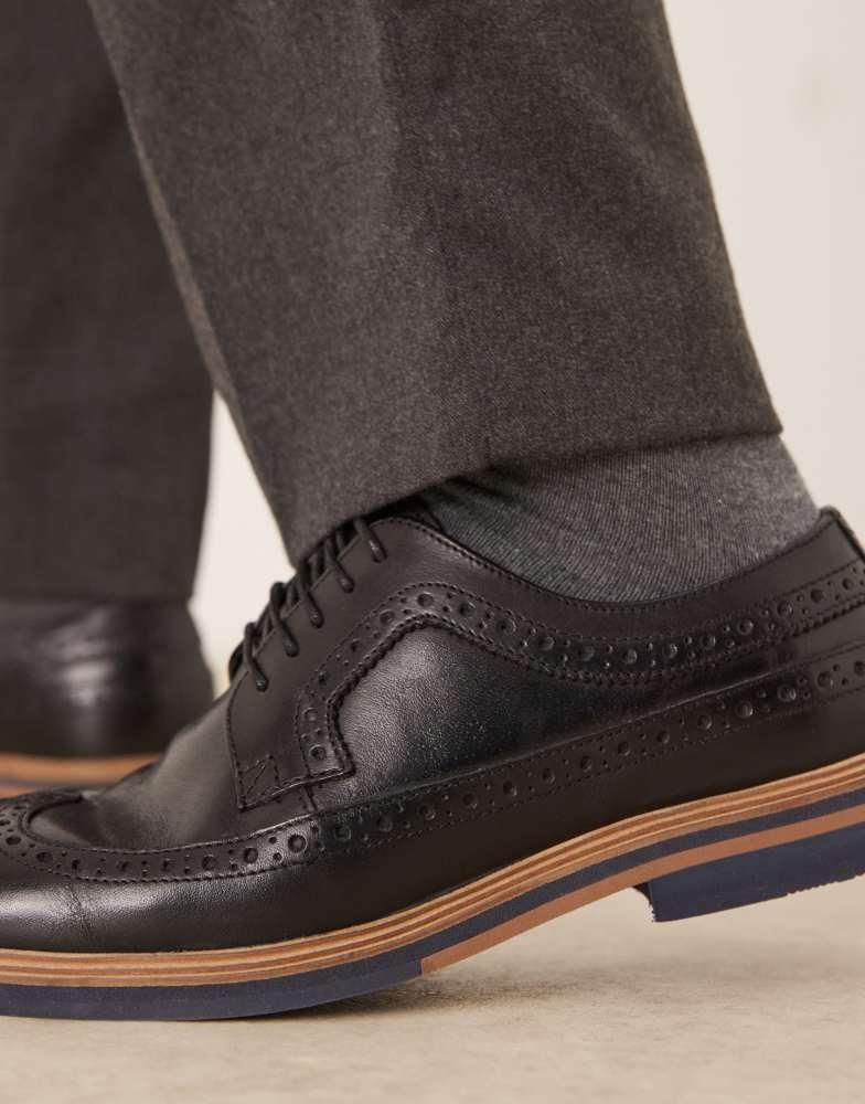 ASOS ASOS DESIGN lace up brogue shoes in black leather