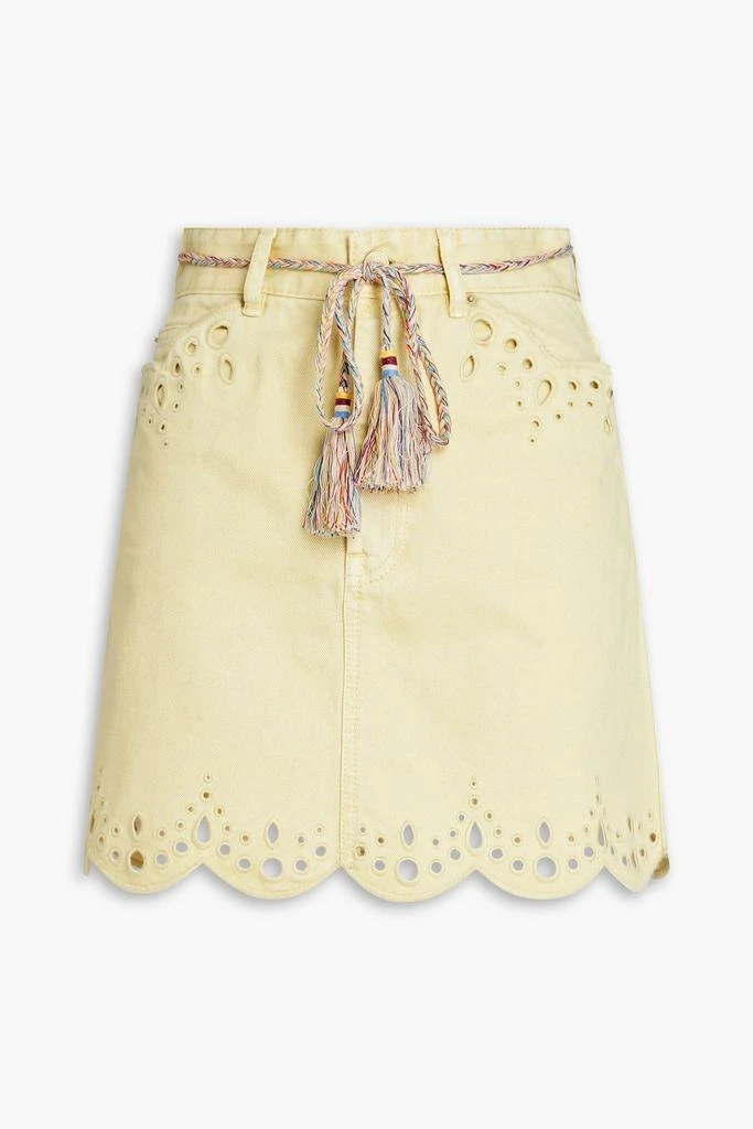 Zimmermann Broderie anglaise-trimmed denim mini skirt 1