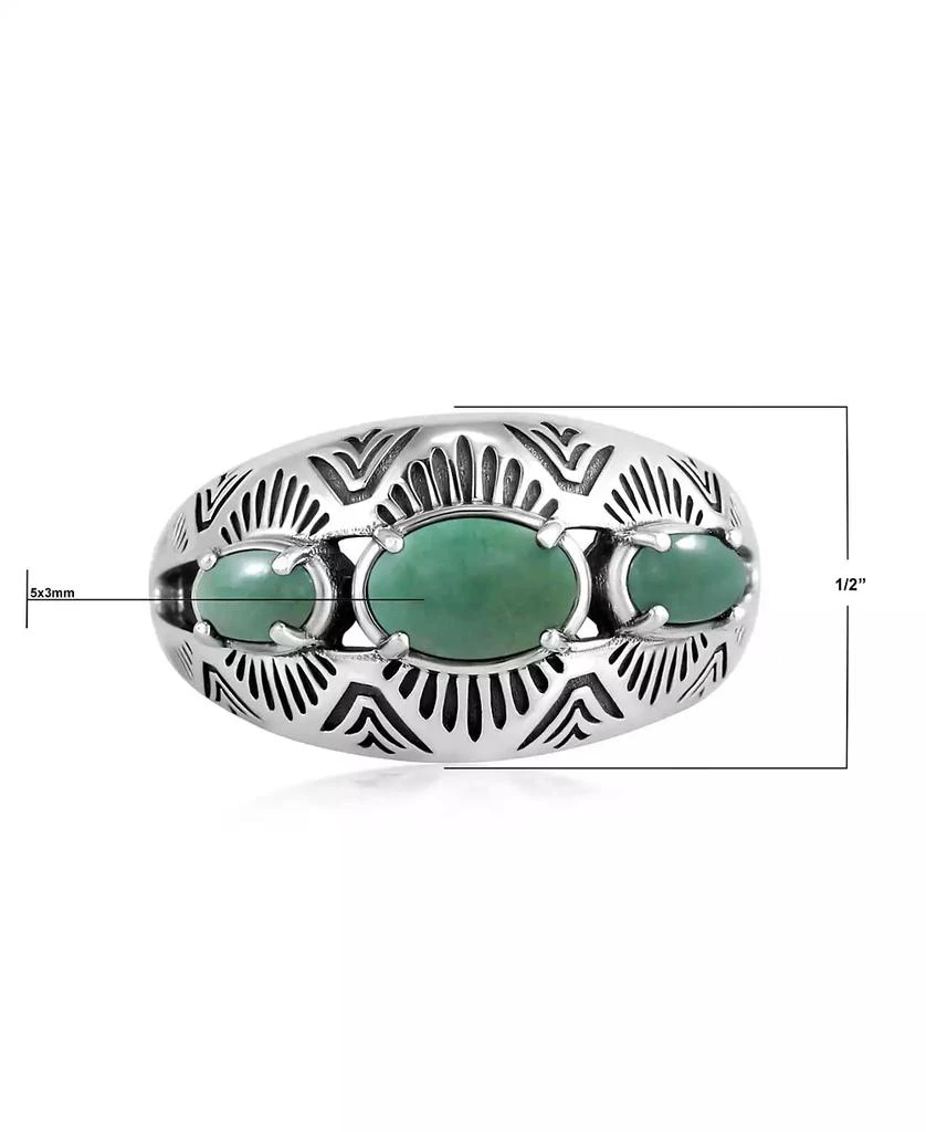 American West Jewelry Sterling Silver Green Turquoise 3-Stone Oval Band Ring, Size 9 4