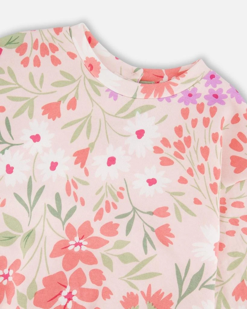 Deux par Deux French Terry Sweatshirt Pink Printed Flowers 5