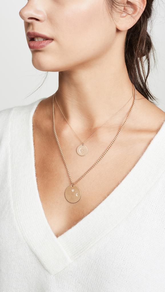 Zoe Chicco 14k Large "I Love You to the Moon & Back" Mantra on Small Curb Chain Necklace
