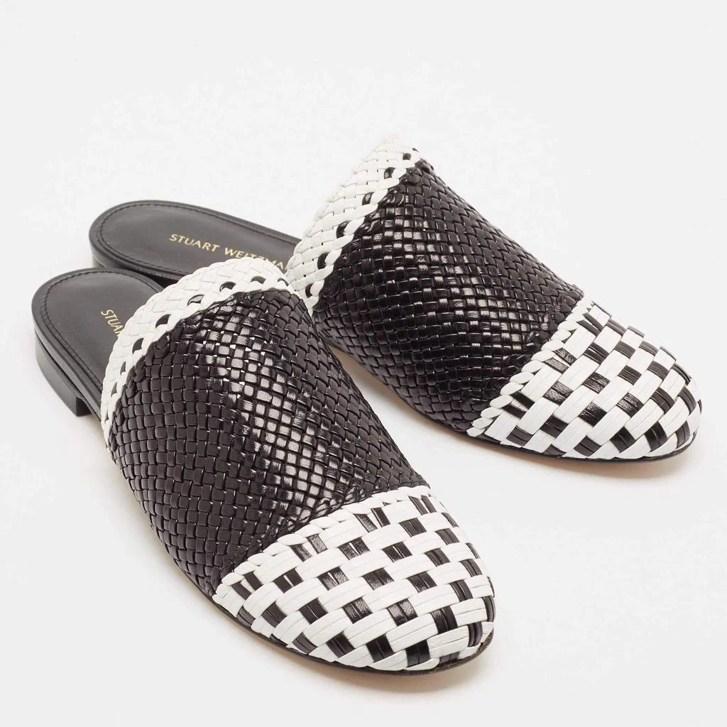 Stuart Weitzman Stuart Weitzman Black/White Woven Leather Indiana Flat Mules Size 36 4