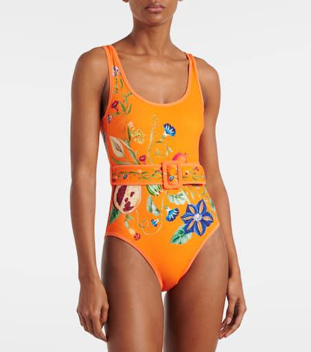ALÉMAIS Flores printed belted swimsuit