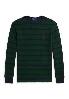 Ralph Lauren Lauren Childrenswear Boys 8 20 Striped Waffle Cotton Long Sleeve T Shirt