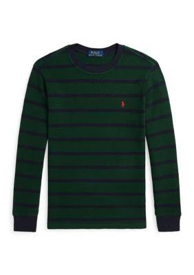 Ralph Lauren Childrenswear Lauren Childrenswear Boys 8 20 Striped Waffle Cotton Long Sleeve T Shirt 1