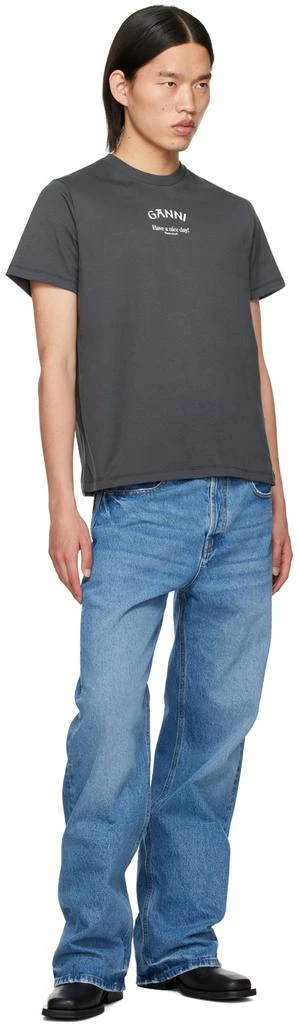 Ganni Gray Printed T-Shirt 4