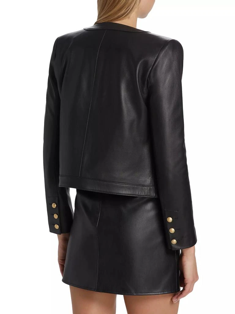 L'Agence Jayde Collarless Leather Jacket 5